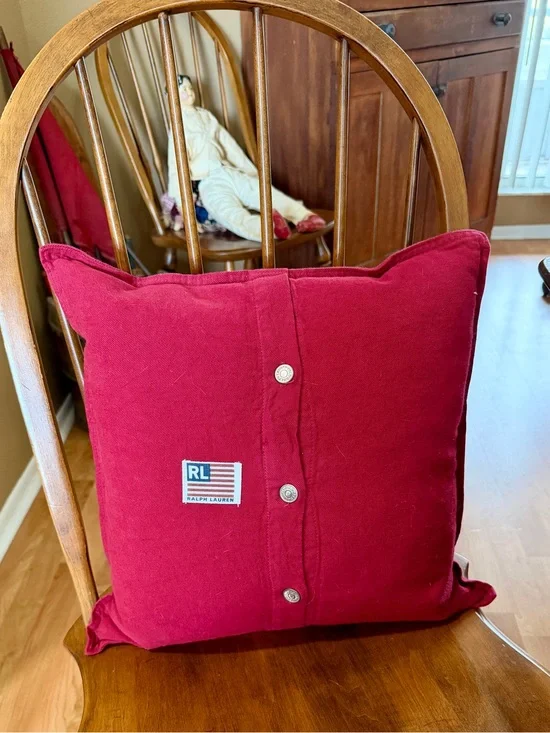 Ralph Lauren Red Button-Front Throw Pillow