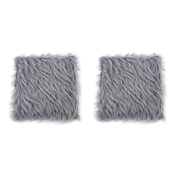 Set of 2 Faux Fur Cushion Cover Grey