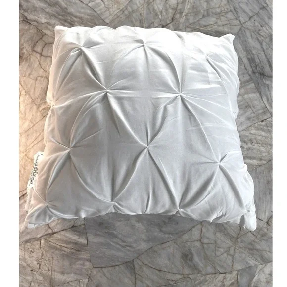 Nanshing America White Pintuck Pleated Square Decorative Throw Pillow 16x16