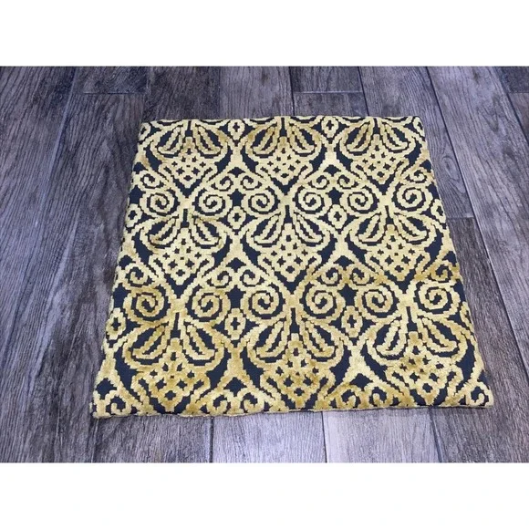Decorative Design Pillow Cover Raised Yellow-Gold With‎ Gray Inset 21.5 X 21.5