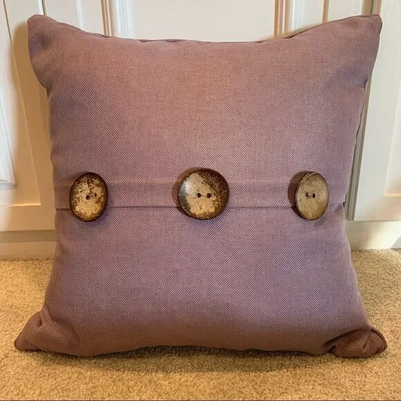 Plum‎ Colored Accent Pillow With Buttons Removable Cover