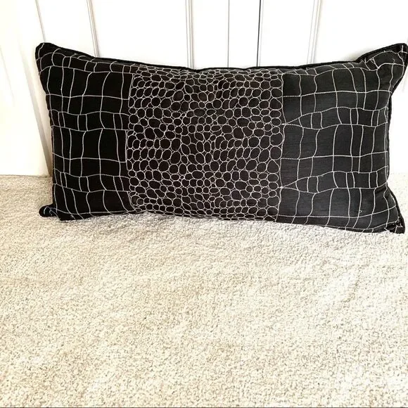 Black‎ Pillow With Cream Embroidered Threads