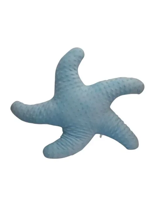 Starfish Shaped Plush Throw Pillow Baby Blue Textured 18 in