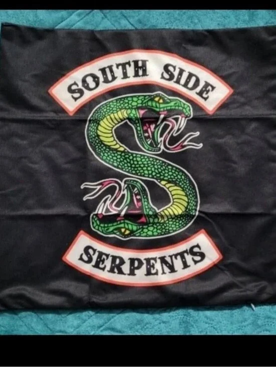 South Side Serpents Black Throw Pillow Cover with Green Snake-