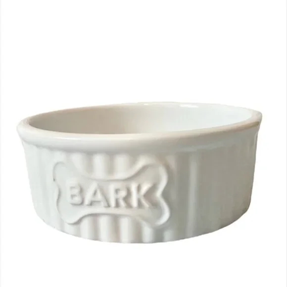 Animal Planet Pets White Ceramic ‘Bark’ Bone Dog Bowl