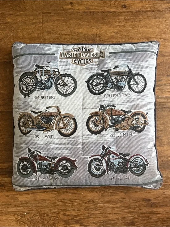 Harley-Davidson vintage tapestry motorcycle accent pillow