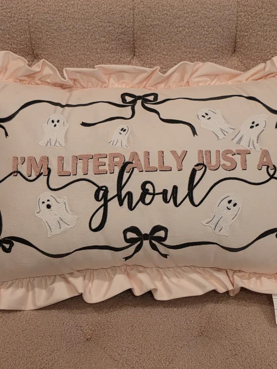 I'm Literally Just a Ghoul Decorative Pillow - Pink
