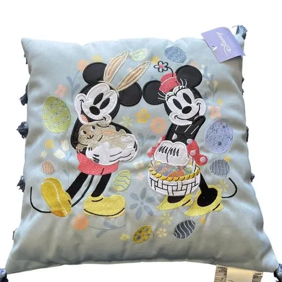 DISNEY EASTER THROW PILLOW MICKEY & MINNIE CELEBRATE TOGETHER