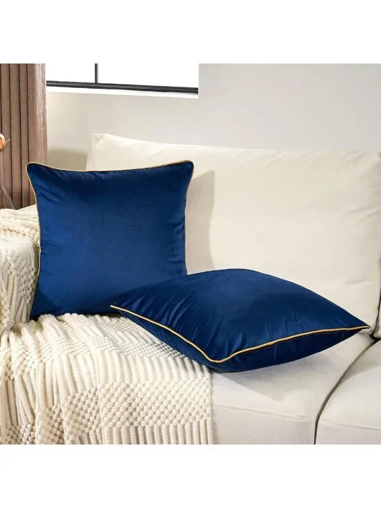 Set of 2 Soft Velvet Square Pillow Covers | Modern Decorative Cushion Cases