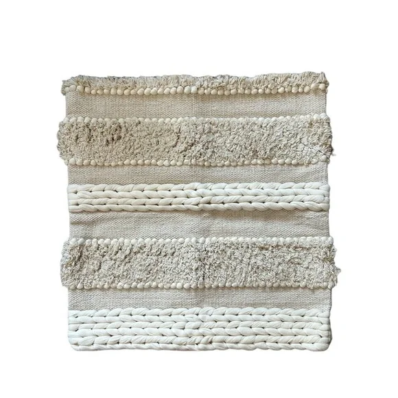Love Woven Handmade Farmhouse Boho Textured Cream Pillow Cover NEW