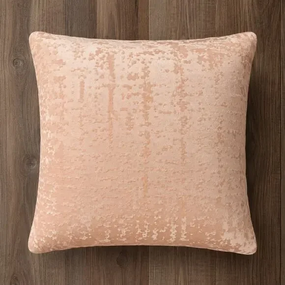 Blush Pink Velvet Decorative Throw Pillow Cover ONLY Textured Accent Cushion