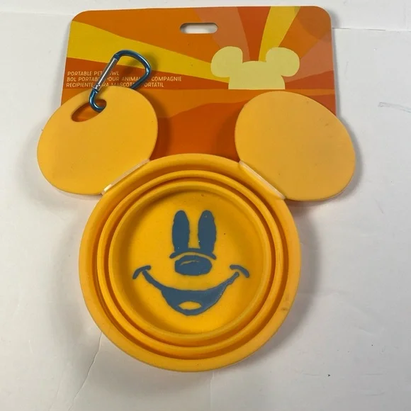Mickey Mouse Collapsable Portable Pet Bowl with Carabiner