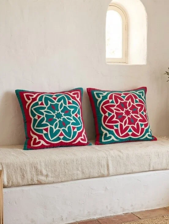 Egyptian Khayamiya Hand Stitched Applique Throw Pillow Covers 17
