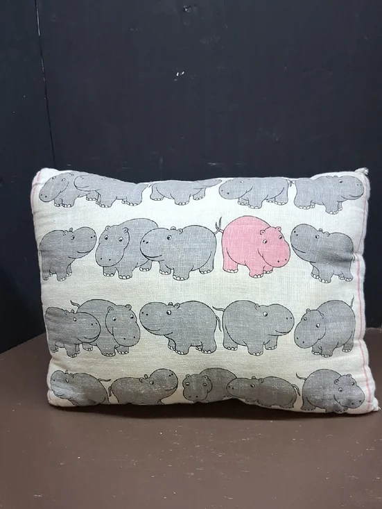 Throw‎ Pillow Featuring Cartoon Hippopotamuses.