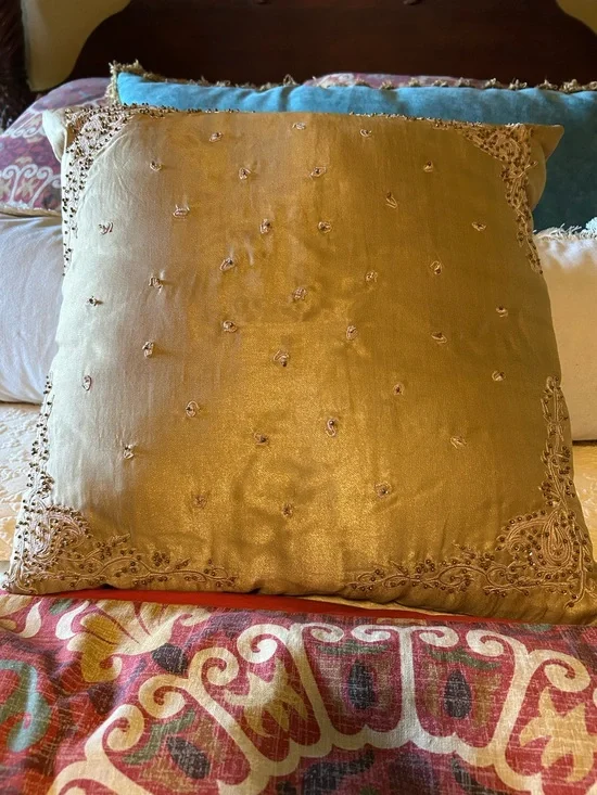 Gorgeous silk beaded pillow