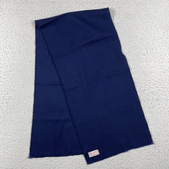 Horkshire Scarf Unisex OS Navy‎ Blue 100% Zephyr Wool Loomed USA Vintage Classic