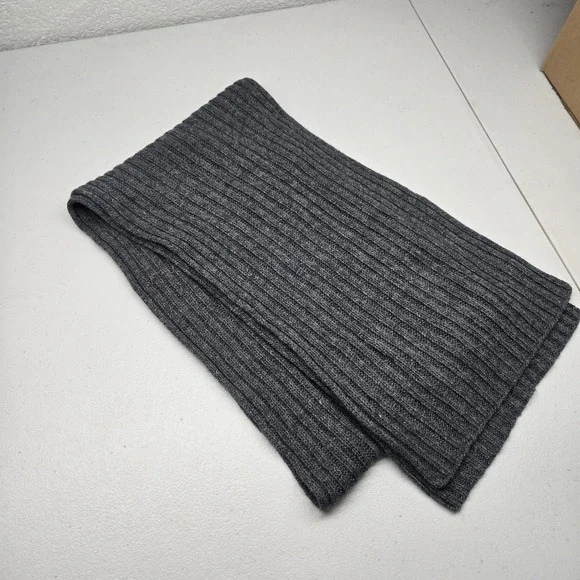 Polo Ralph‎ Lauren Unisex Scarf ONE SIZE Gray Knit Wool Blend Logo