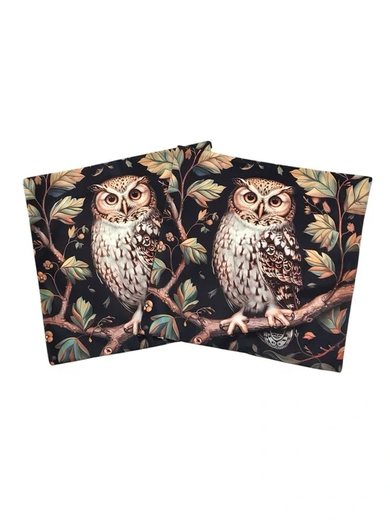 NWOT Animal Owl Floral Throw Pillow COVERSWilliam Morris Art Deco Style