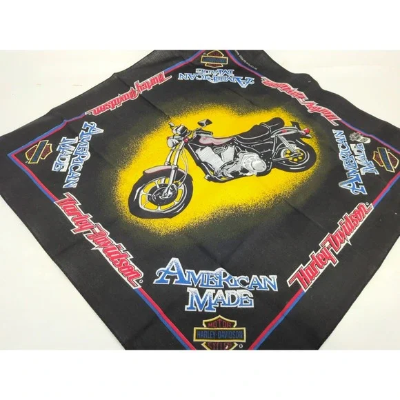 Vintage Harley Davidson Black Bandana Motorcycle Bike USA Made 21