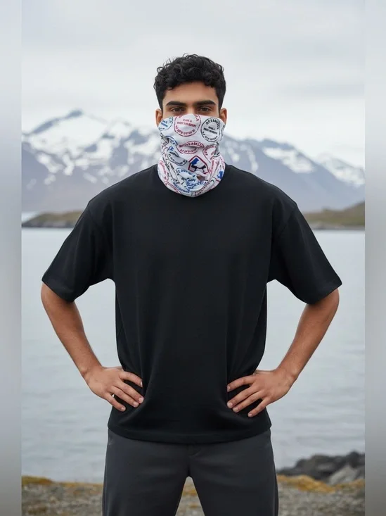 Unisex Antarctica Face Guard Neck Gaiter Scarf Soft Fiber 10”x 19” Port Lockroy