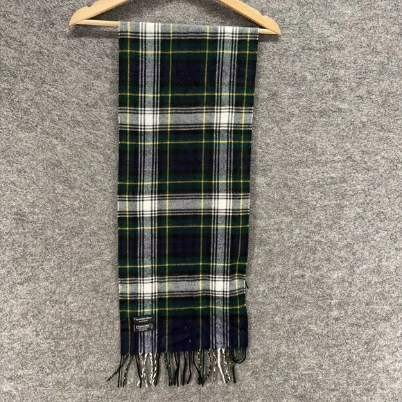 Christian Dior Scarf Men Black Plaid Fringe Rectangle Scarf Neck Warmer Acrylic