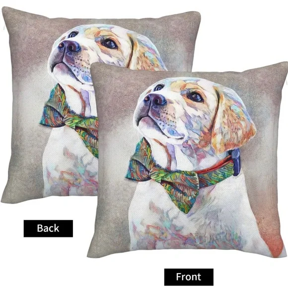 1Pc Colorful Abstract Art Portrait of Cute Labrador Linen Throw Pillow Cover‎