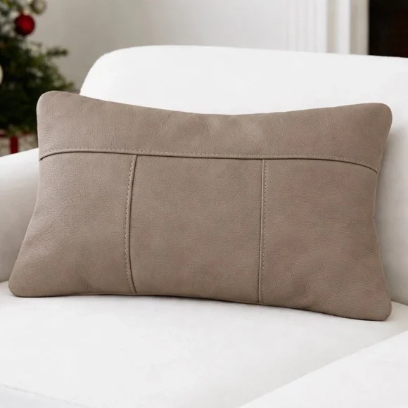 Kidol & Shielder Genuine pebbled Leather Pillow Cover sham case size 12x20 tan