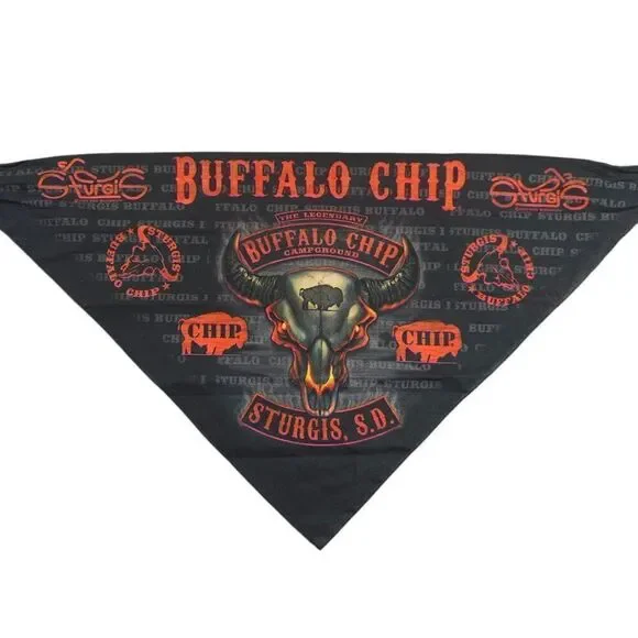 Sturgis South Dakota Handkerchief Scarf 2009 Buffalo Chip Campground Black