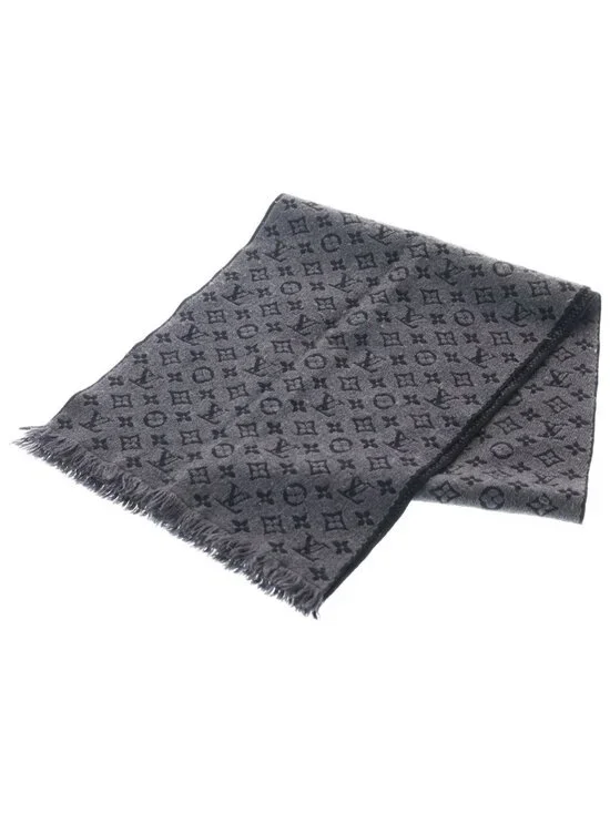 Louis Vuitton Echarpe Monogram Classic Anthracite Scarf Shawl Black