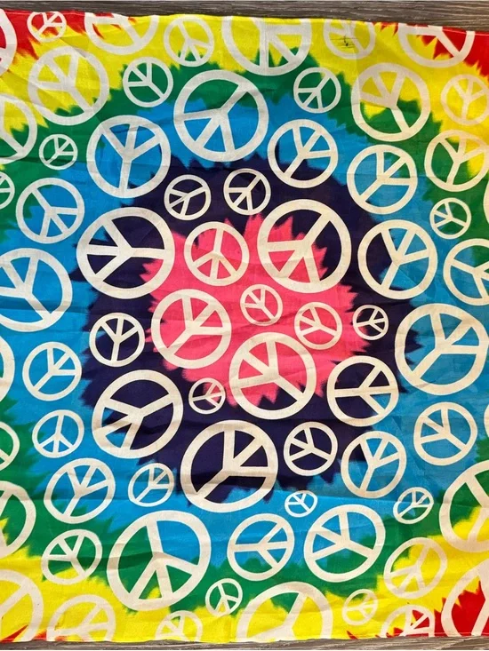 Tie-Dye Peace Sign Bandana Scarf - Multicolor