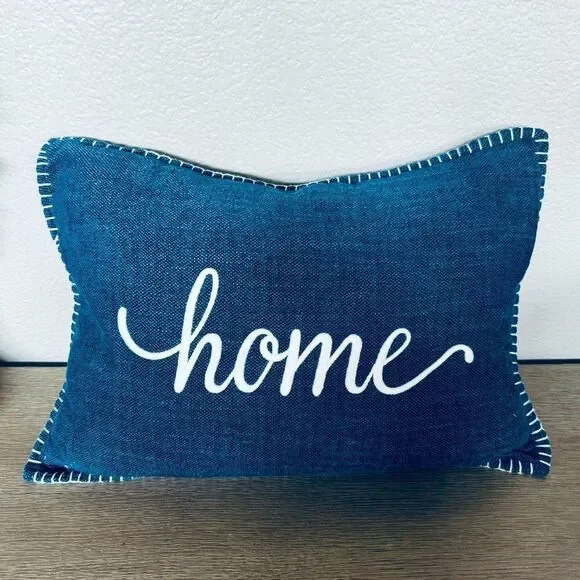 Navy Blue Home Farmhouse Feather Throw Pillow