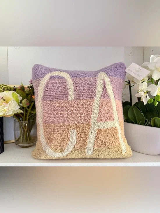 Peking Handicraft California Pastel Sunset Hooked Accent Pillow