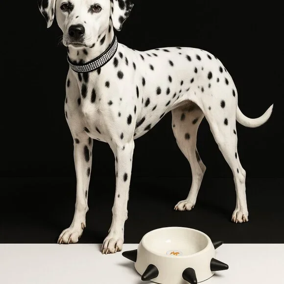 Luxury Eco-Friendly Modern Spiked Inclined Pet Bowl  - Made in Italy