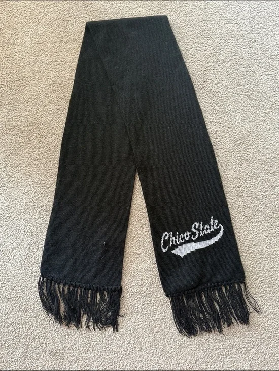 Chico State Stadium Black Knit Scarf with Fringe!