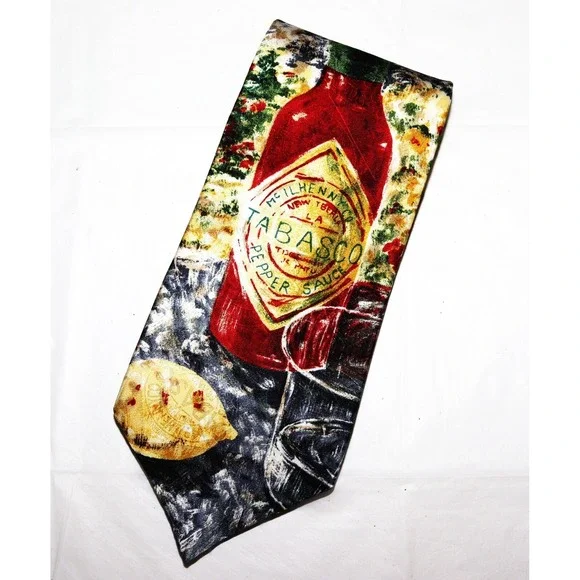 Tabasco‎ Men's Tabasco Sauce Abstract Print Silk Neck Tie