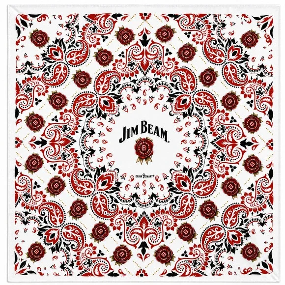 NEW Jim Bean Promo Red White Paisley 22x22 Bandana Handkerchief