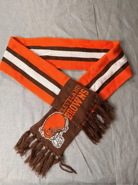 Cleveland Browns NFL Scarf Orange Brown Fringe Football Fan Winter