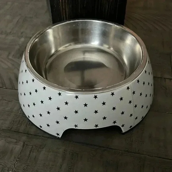 Tails & Noses Pet Grey Star Dog Metal‎ Bowl
