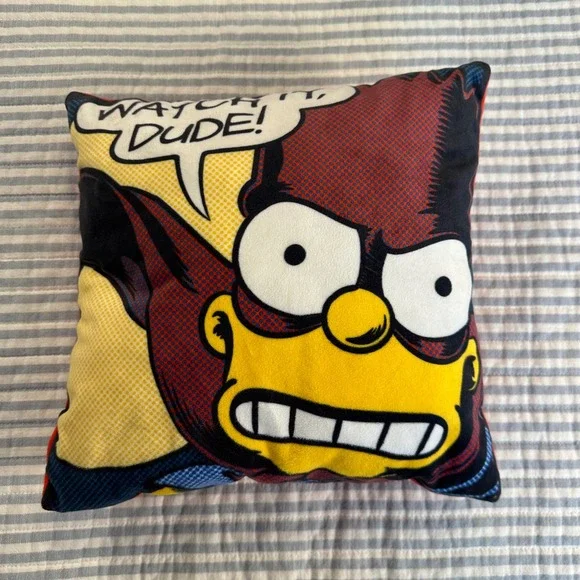 The‎ Simpsons Radioactive Man Throw Pillow Matt Groening Comic Art 11x11 Red