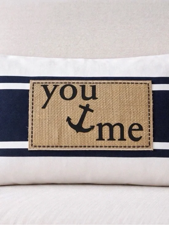 You & Me Nautical Accent Pillow - Navy and Natural
