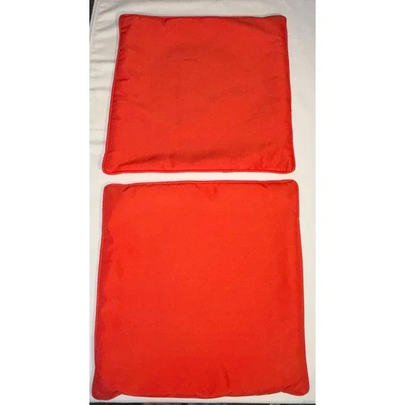 Set of 2 Orange Square Throw Pillow Covers Outdoor Indoor Zippered. 16