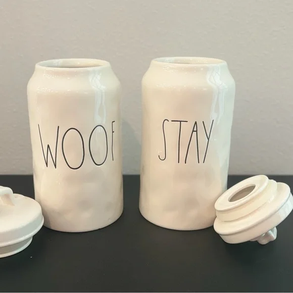 White Ceramic Dog Treat Jars
