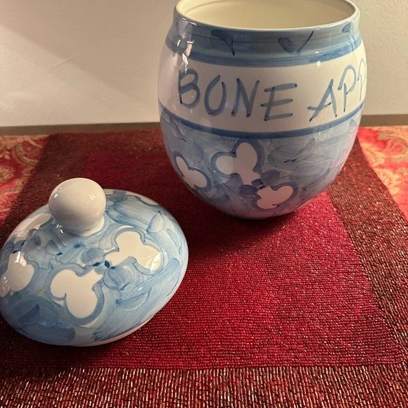 Blue and White Ceramic Jar with Lid
