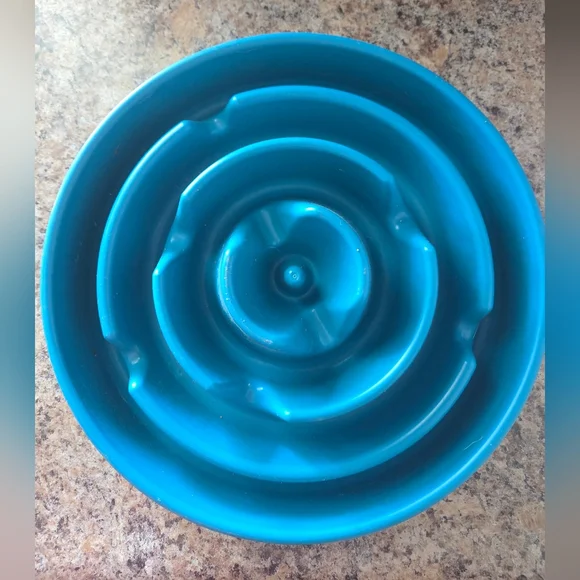 Large Blue Slow Feeder Dog Bowl