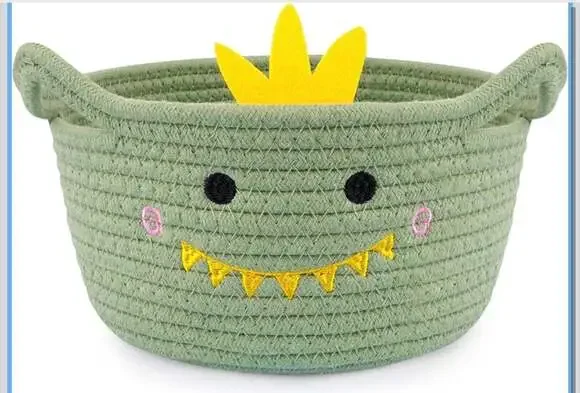 Hkojewp Small Dinosaur Cotton Rope Woven Storage Basket for Nursery and Toys