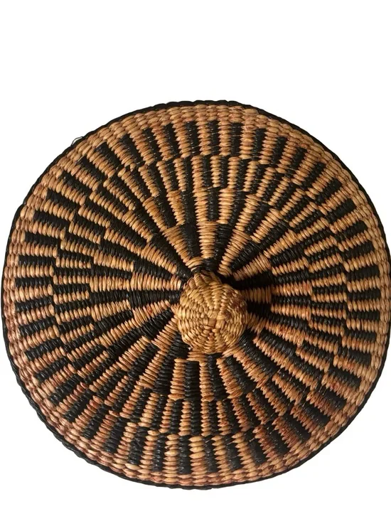 Native American Handwoven Collectible Rare Boho Black and Tan Basket