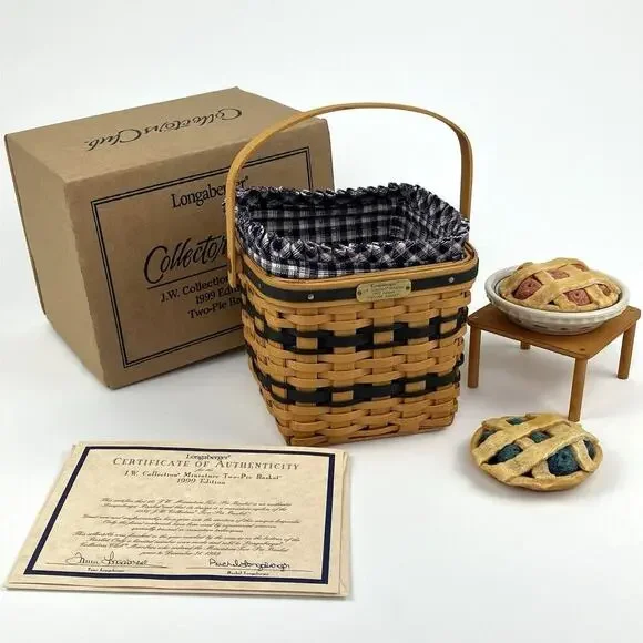 Longaberger Miniature Two Pie Basket | Full Set (SEE DESC) VTG 1998 #12386