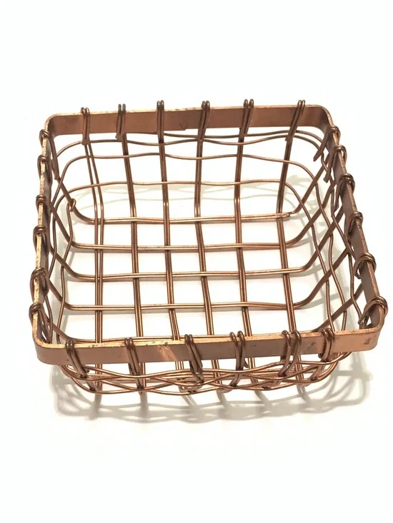 Copper Wire Square Decorative Basket - Vintage