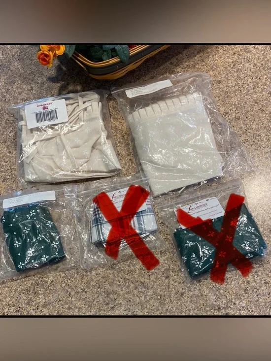 3 Longaberger Fabric Liners-Bags Marked Med Chore,Flower Pot and Tea Liners ONLY