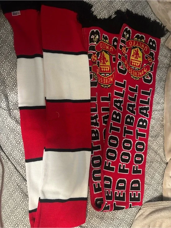 Red and White Football Scarf — Manchester United